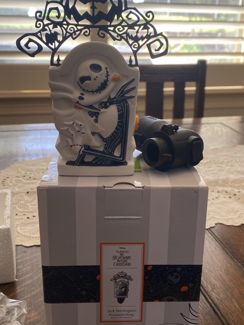 Scentsy Jack Skellington Pumpkin King Ceramic Warmer - White, Black, Orange